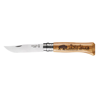 002629 Opinel N°08 Oak Engraved - Bizon